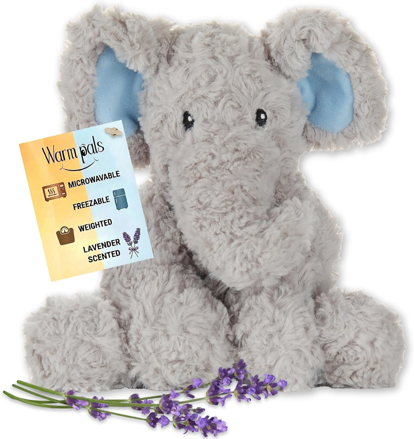 Sweet Elephant - Microwavable & Weighted Plush Stuffed Animal - Heated Plushie for Warmth - Cute, Soft, Cozy Toy for Adults & Children (Boys, Girls, & Toddlers) by Warm Pals