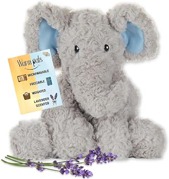 Sweet Elephant - Microwavable & Weighted Plush Stuffed Animal - Heated Plushie for Warmth - Cute, Soft, Cozy Toy for Adults & Children Boys, Girls, Toddlers by Warm Pals