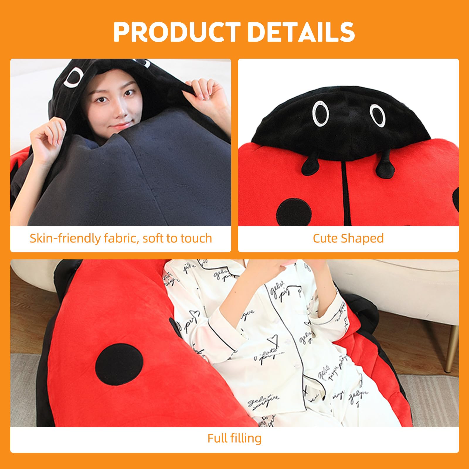 Oreiller Portable Mignon et Chaud pour Dormir en Peluche Amovible surdimensionné 100 cm Oreiller géant Portable pour Enfants et Adultes pour libérer Le Stress