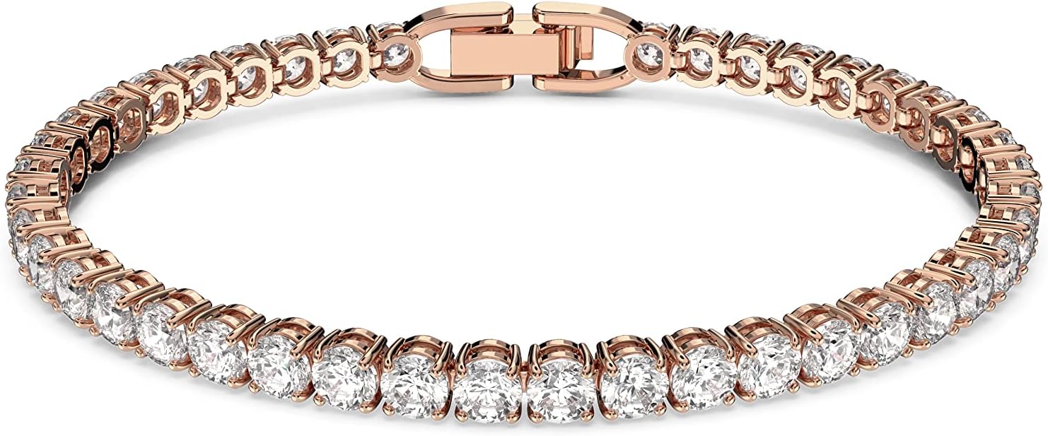 Matrix Tennis bracelet, Round cut, Pink, Rhodium plated