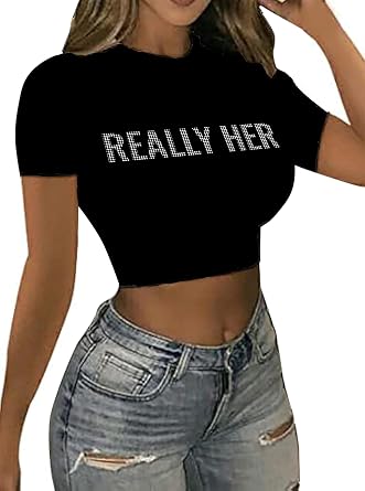 Cute Graphic Crop Tops for Women Short Sleeve Baby Tees Crewneck Y2k Shirts Slim Fit Summer T-Shirt