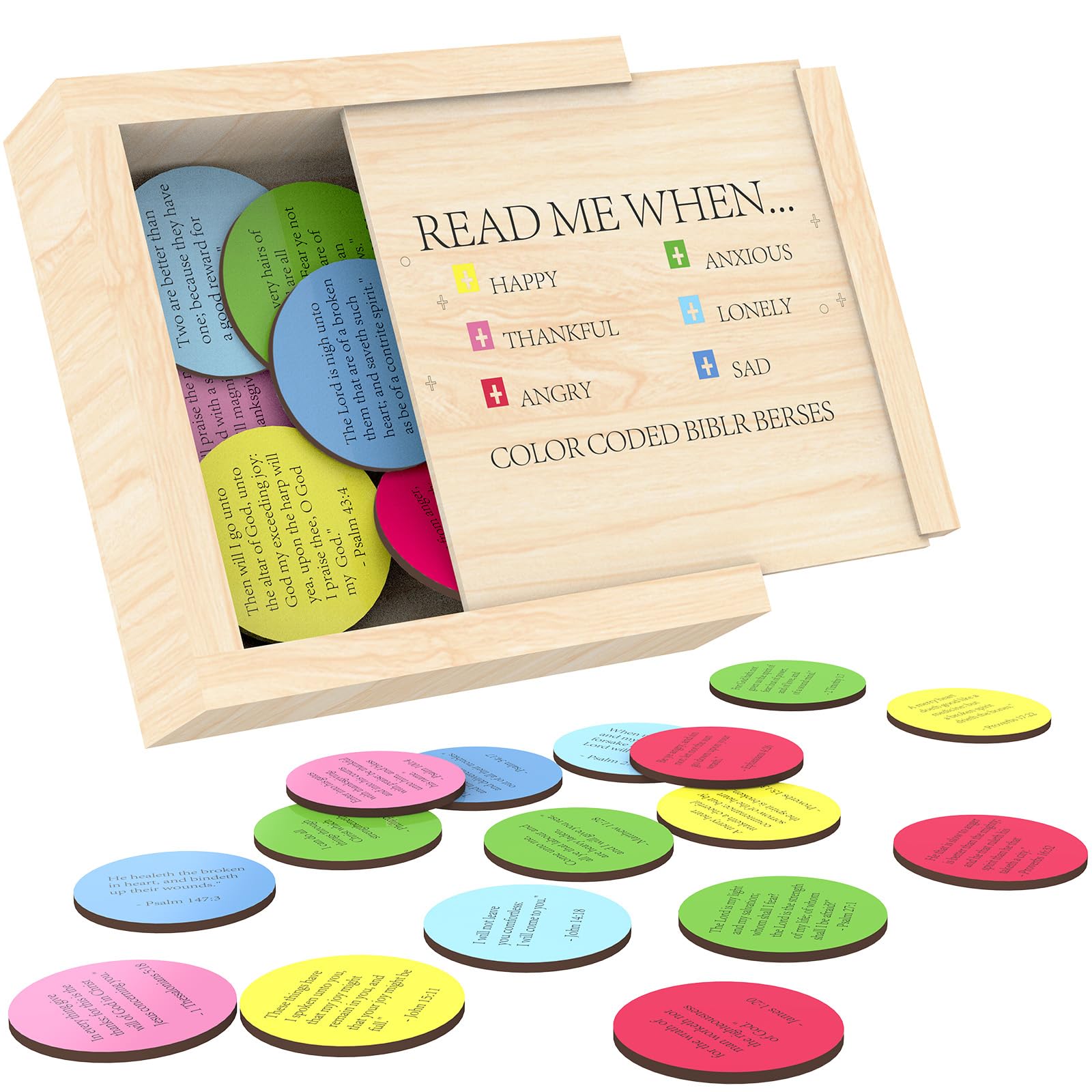 Christian Gifts for Women Faith - Read Me When Bible Verses Box for Emotions and Feelings, Wooden Bible Verses Cards in a Box for Bible Study, Christmas Gift Ideas for Women, Men, Mom, Dad and Friends