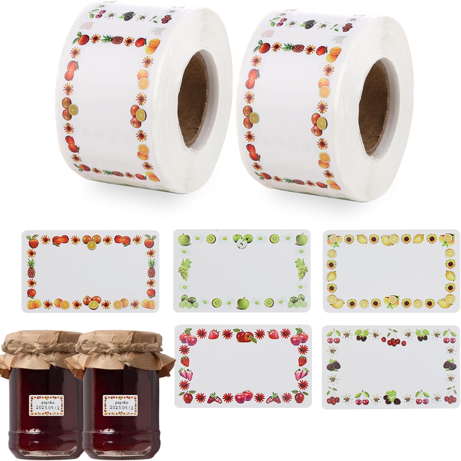 2 Roll/500 pcs Labels for Jars Food Freezer Labels Self Adhesive Jam ...