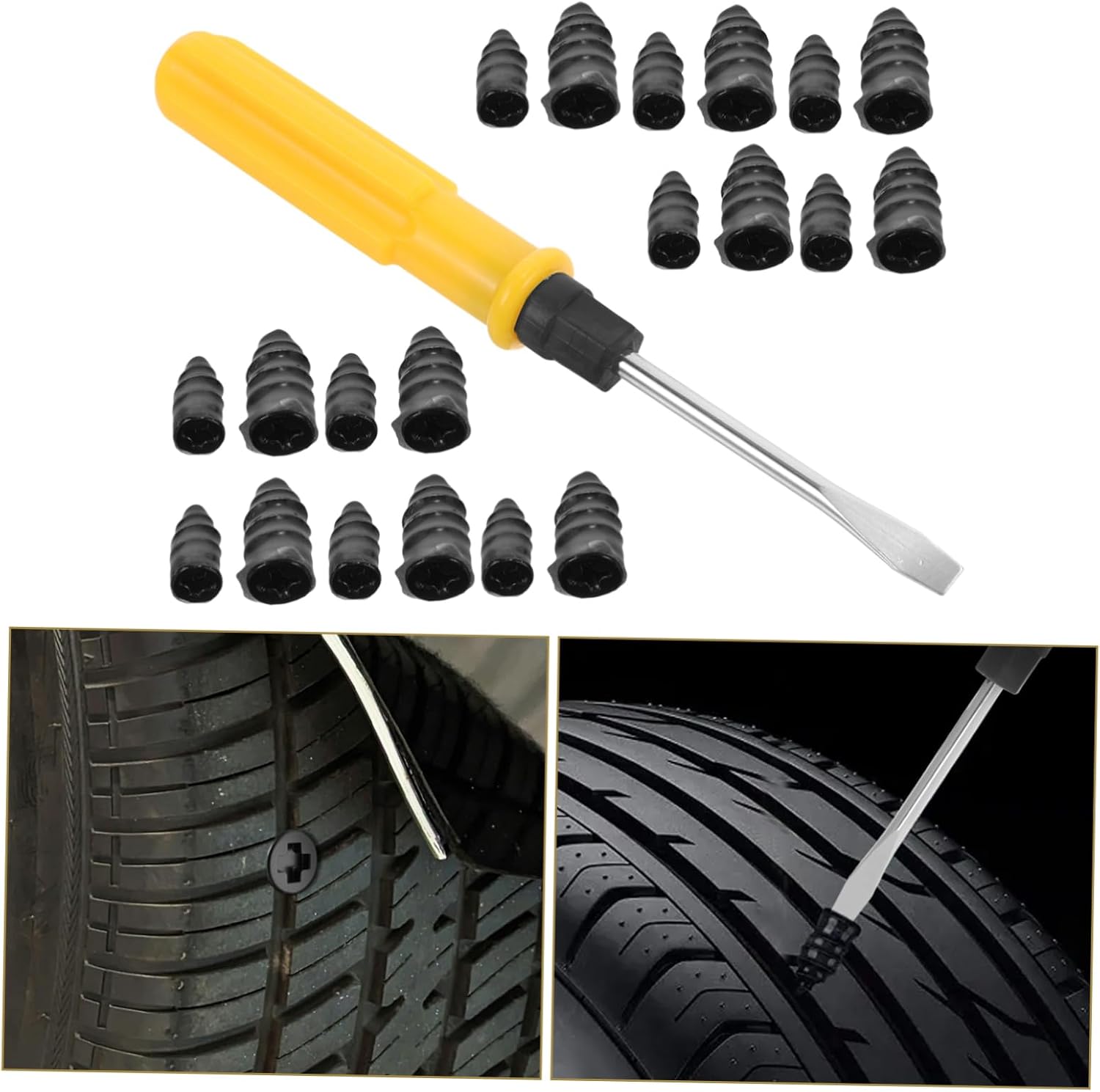 Car Tire Repair Kit Complete Tire Plug Repair Heavy Duty Plugs Tubeless Kit for Vehicles