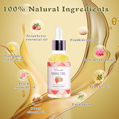Miniatura 6 de Aceite Yoni para mujer, equilibrio de pH, desodorante femenino, humectante vaginal, cuidado femenino, aceite de Yoni totalmente natural (fresa