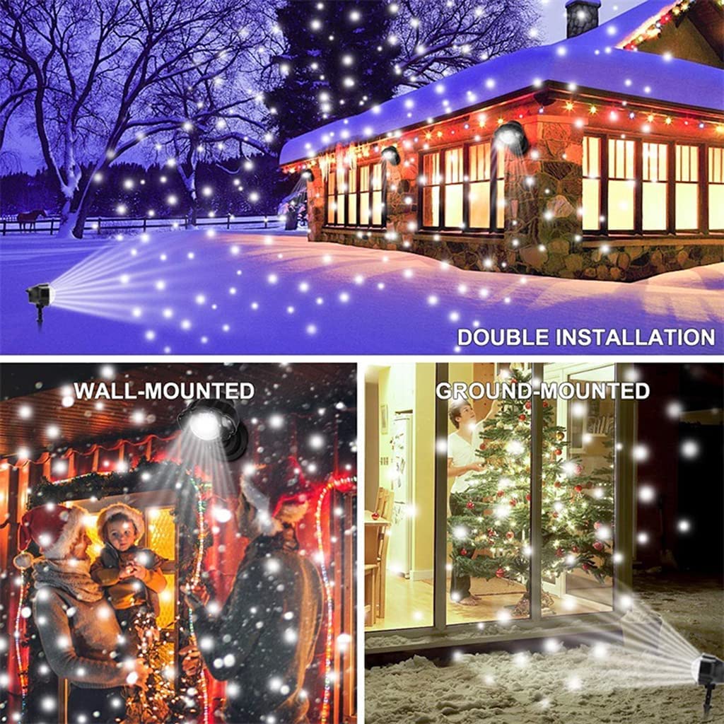 Weihnachtslicht Projektor, Schneeflocken Projektor Licht Outdoor Innenschneefalllichter mit Remote & Timer IP65 Dynamischer Schneeeffekt Scheinwerfer zur Weihnachtsfeier (E Modell)