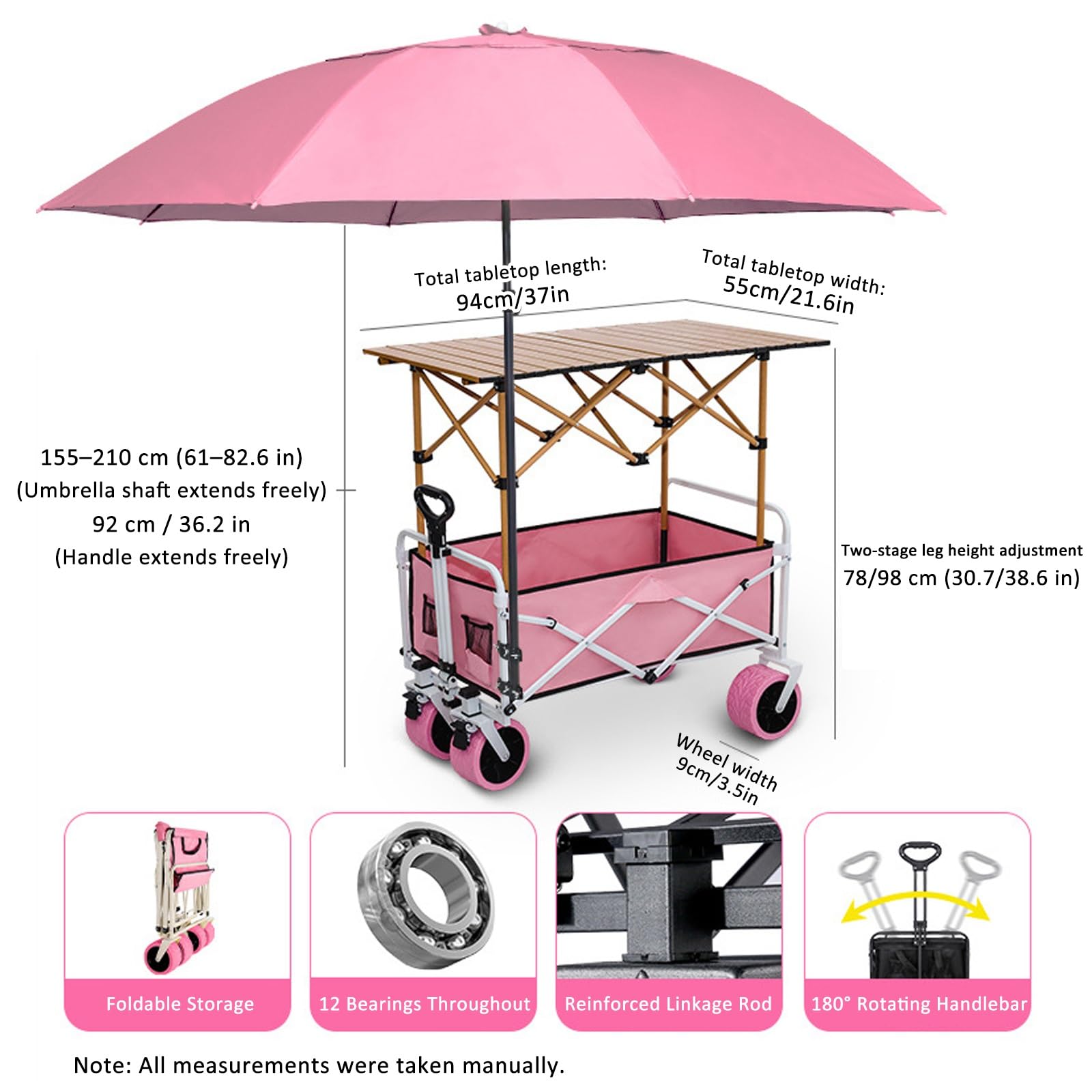 Carrello da esposizione con baldacchino, supporto per vendita al dettaglio per alimenti, camion ed eventi, uso commerciale (94 cm, 37 pollici), portatile, facile da montare