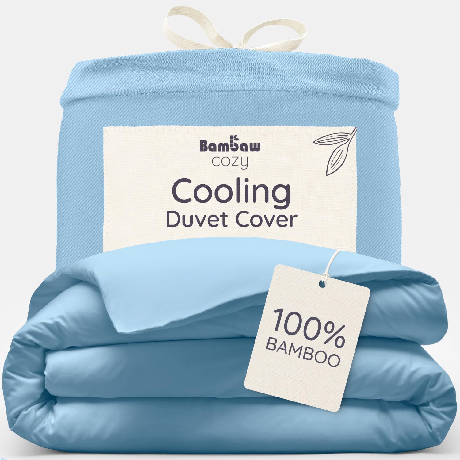 Bambaw Light Blue Bamboo Duvet Cover 135X200 Cm, Cooling Bed Sheet, Luxury Bamboo Duvet Cover, Environmentally Friendly Soft Bedding, Antiallergic & Mite-Resistant Single Bed Bedding 135X200 Cm (Light Blue)