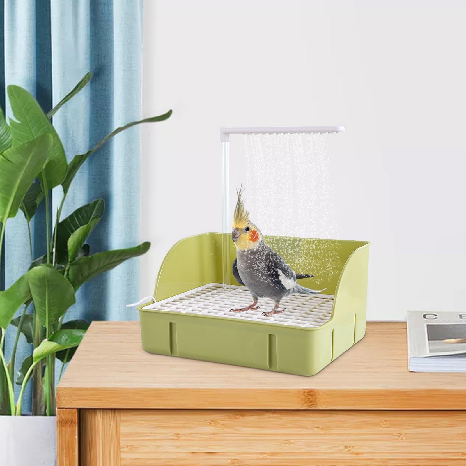 Baño para pájaros para mascotas para jaula, bañera automática para loros, Ducha eléctrica para baño de pájaros, automático de circulación de agua, accesorios de ducha para baño de pájaros, para loros,