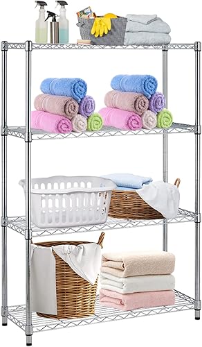 Miniatura 8 de Estantería ajustable de 4 niveles con capacidad de 1000 libras, estantes de almacenamiento de metal resistentes para baño, cocina, despensa, estante