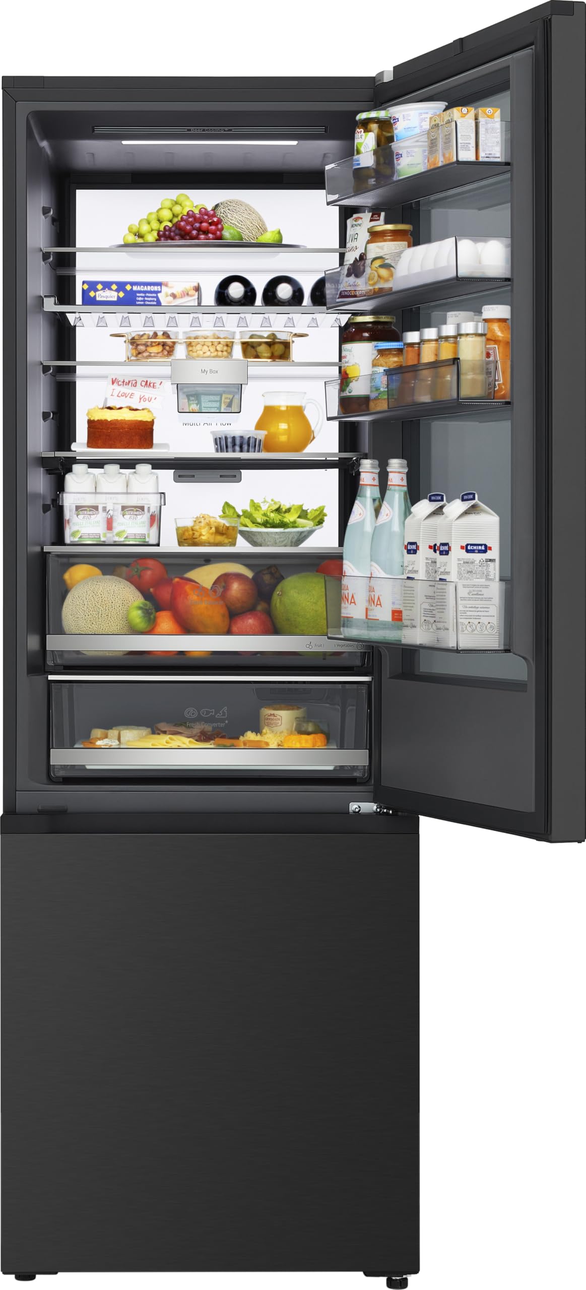 LG GBGW92GCEV Fit&Max Kühl-/Gefrierkombination (465 L, Energieklasse C) vollintegrierbar oder freistehend mit InstaView, FRESHConverter+, Total No Frost, MyBox, Schwarz