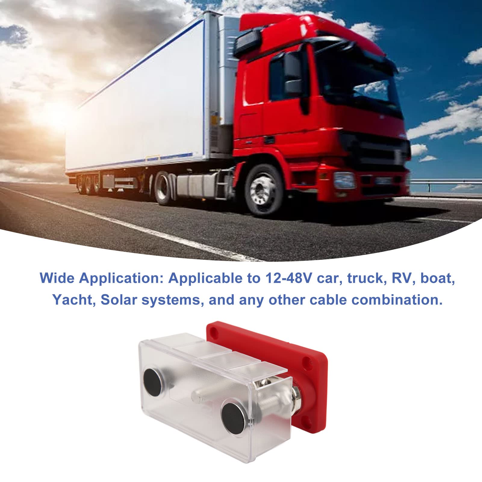Morsettiera di distribuzione dell'energia Barra collettrice batteria 12‑48V 300A per auto camion Marine Barche solare (Rossa)