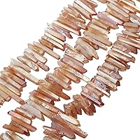 Vista 5 de rockcloud rocas naturales de cristal, cubiertas de titanio, cuarzo claro, en punta, hebra de 15 pulgadas