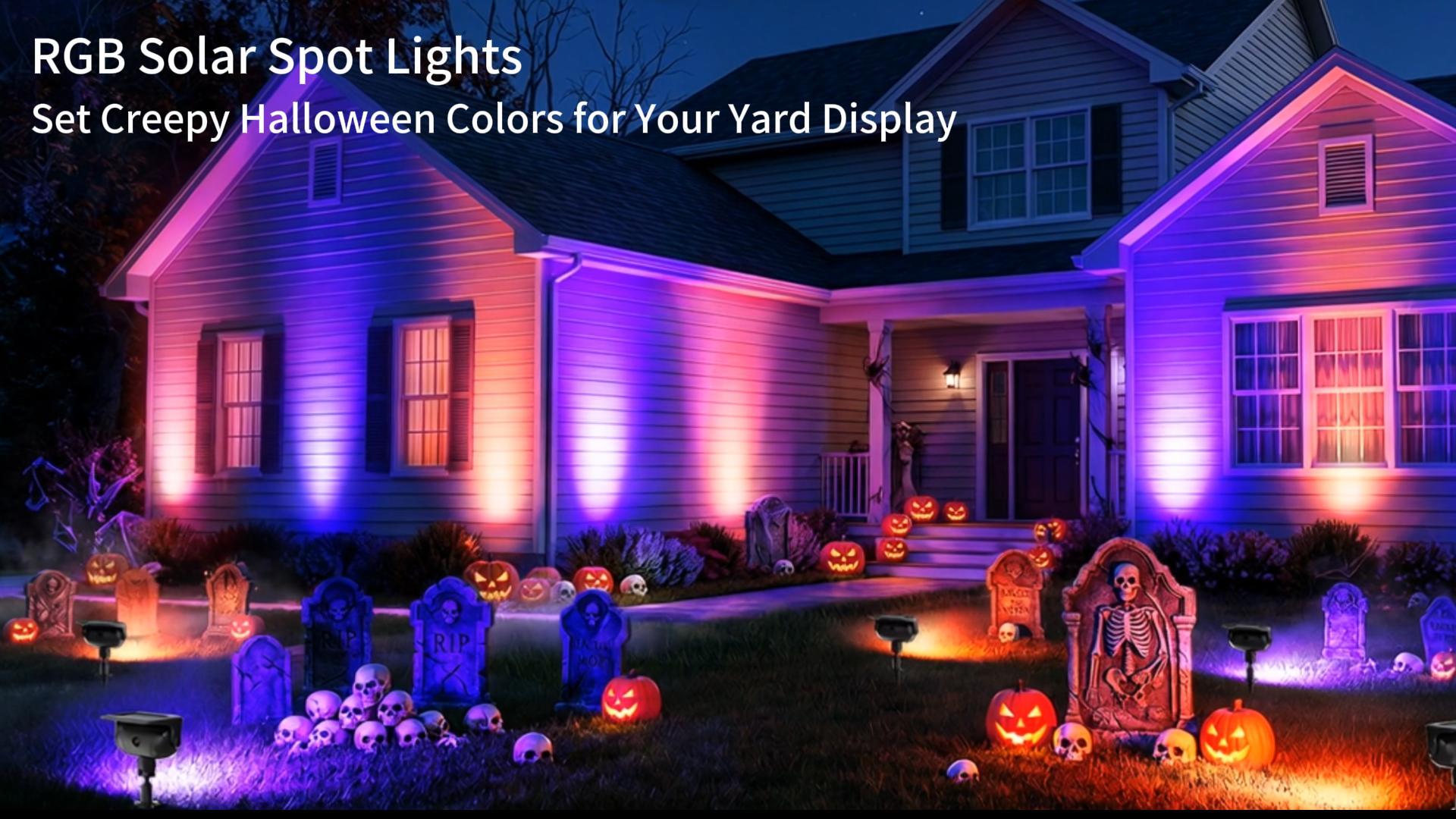 Image of Brizled Solar Powered Spotlight Color Outdoor Spot Light Landscape Lighting | 360 Rotation Head; 9 Color & 11 Mode; IP65 Waterproof; Adjustable Height; Stake or Wall Mounted for Yard Tree Garden Pathway