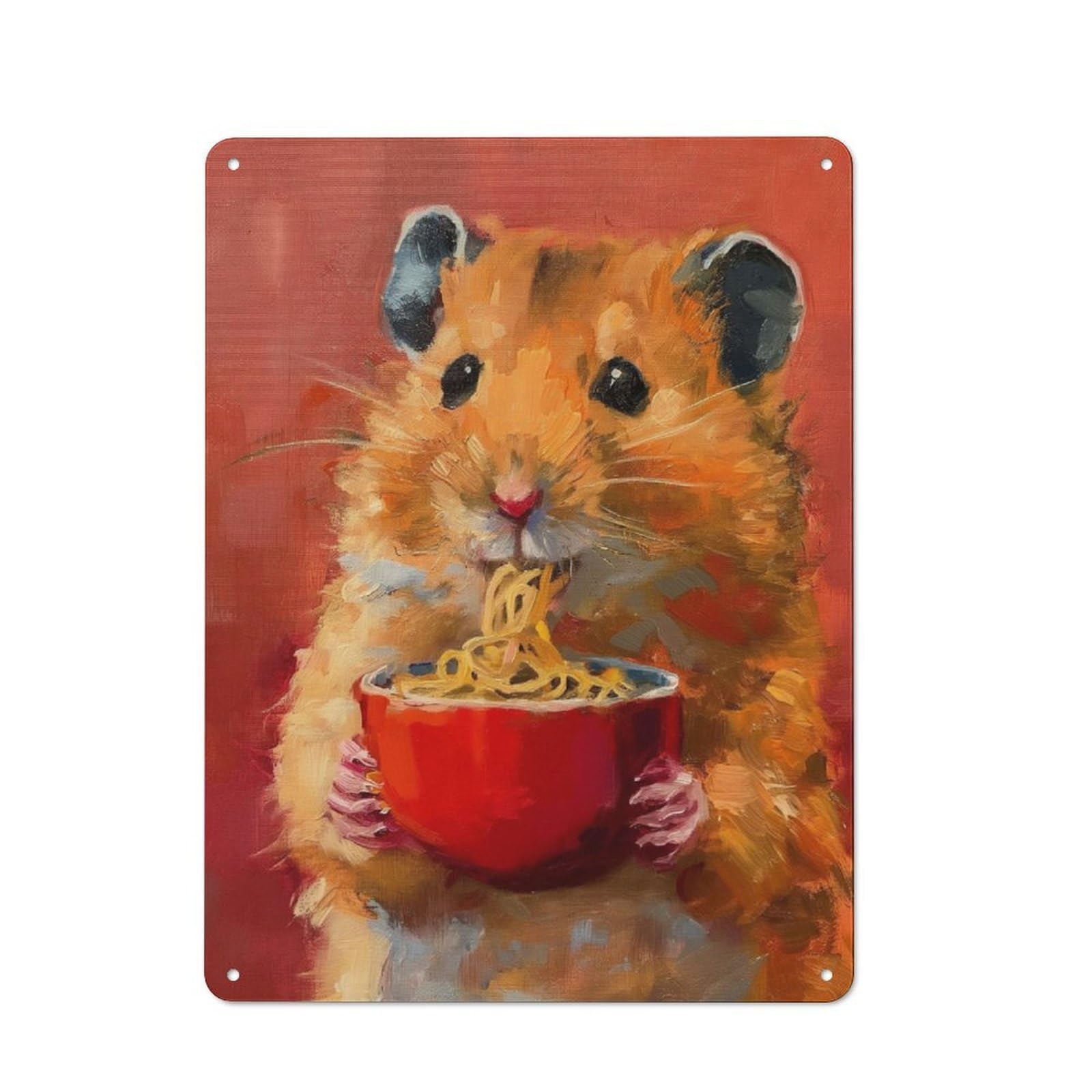 Junmoney Adorable Hamster Spaghetti Metal Wall Sign 40X30cm Featuring For Garage Or Workshop, For Garage, Workshop And Man Cave Decoration