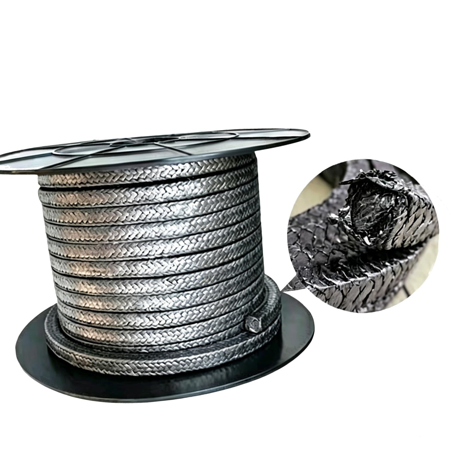 Expanded Flexible Graphite Pack. Graphite Braided Compression Pack, for Pump Gland, Valve Stem or Mechanical Seal (Size: 8mm×8mm×25m)