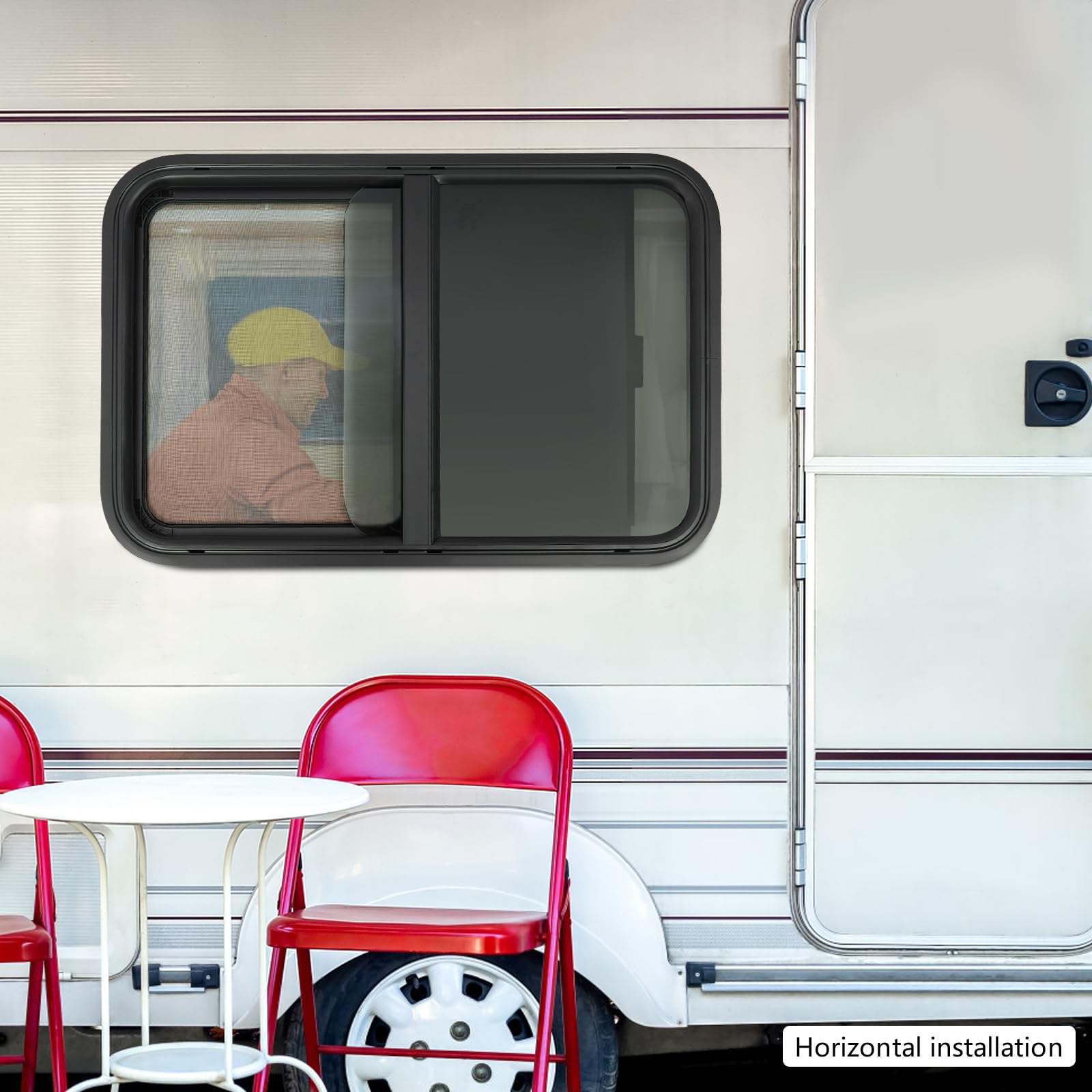 Camper Fenster mit Fliegengitter, 76.2x50.8cm Schiebefenster Wohnwagen Fenster Ausstellfenster Wohnwagen Schiebefenster mit Insektenschutz Sonnenschutz für Camper Wohnmobile Baufahrzeuge Marine