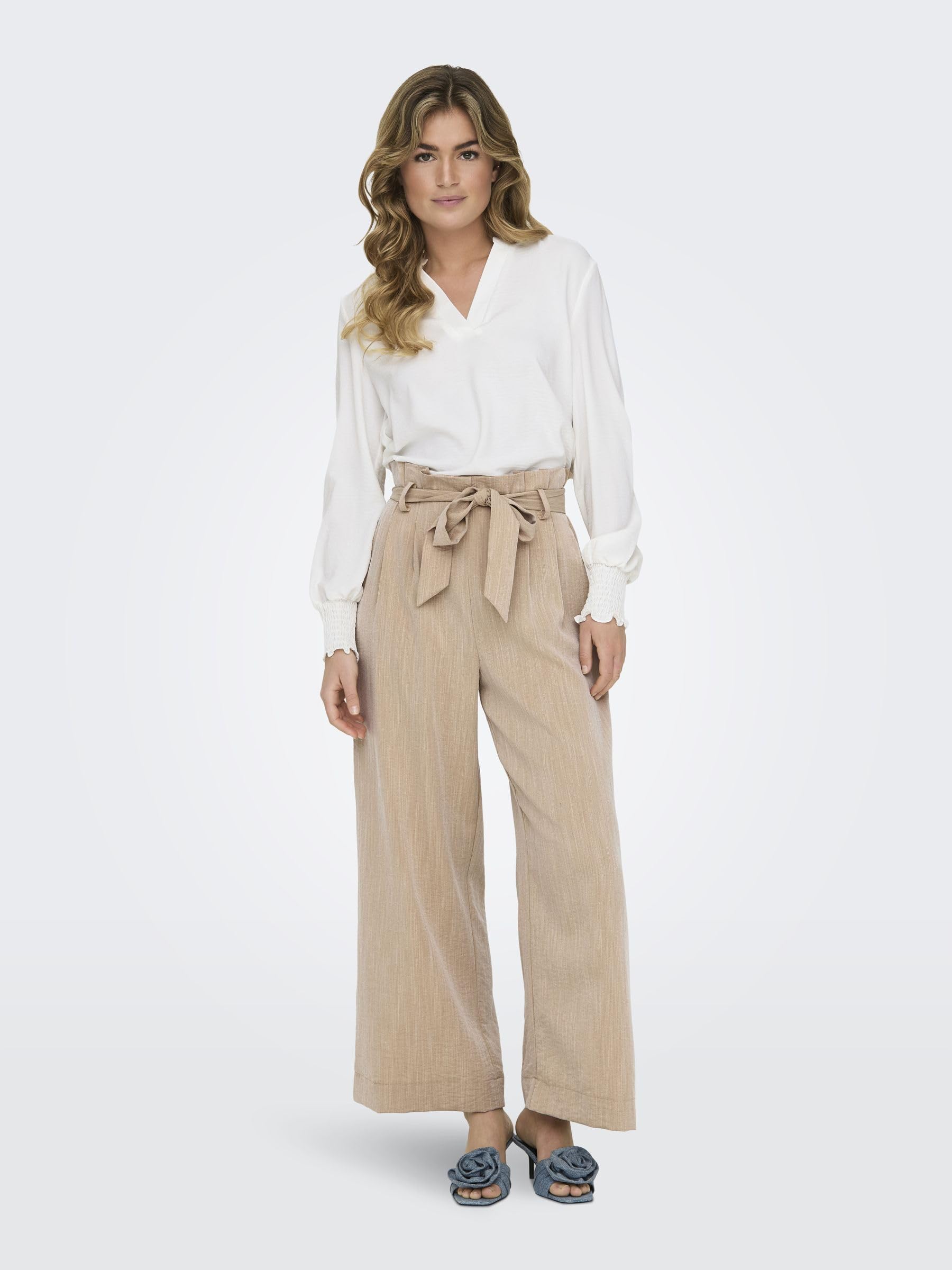 ONLY - Onlmarsa Solid Paperbag Pant Wvn Noos, Pantaloni di Carta con Cintura Donna