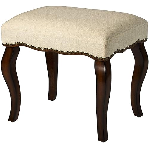 Hillsdale Hamilton Wood and Upholstered Backless Vanity Stool for Makeup Room and Bathroom, Burnished Oak