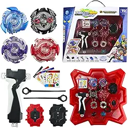 Genérico Kit Arena (34cm) Com 2 Piões de Metal 2 Lançadores 2 Cremalheiras Com Beyblade Brinquedo, Jogo de Pião para 3+ Anos