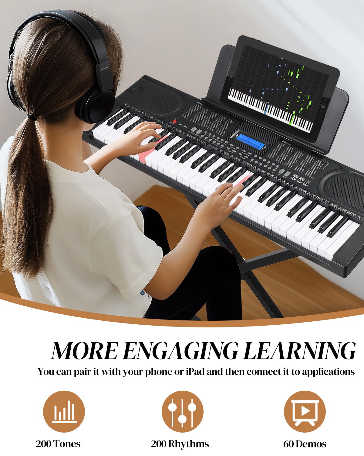 Amazon.co.jp: Ktaxon 61 キーキーボードピアノ、クリアな液晶画面を