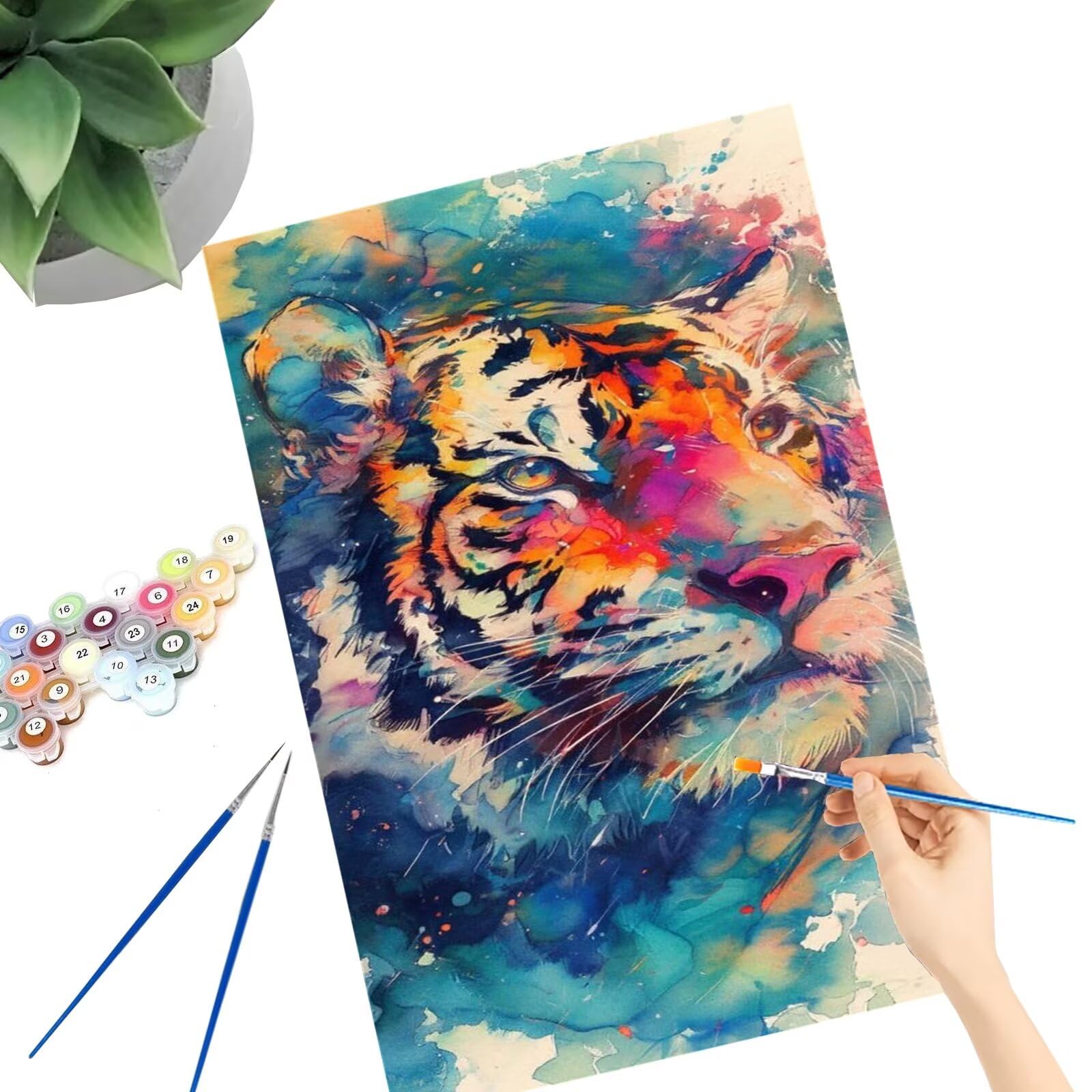 Peinture Numero Adulte Tigre Peinture Par NuméRos Grand Format Animal Loisirs CréAtifs Adultes Enfant DIY NuméRo D'Art Complet Kit DéButants ,Cadeau GarçOns Filles 3+ Ans, Sans Cadre 60x120cm M-1061
