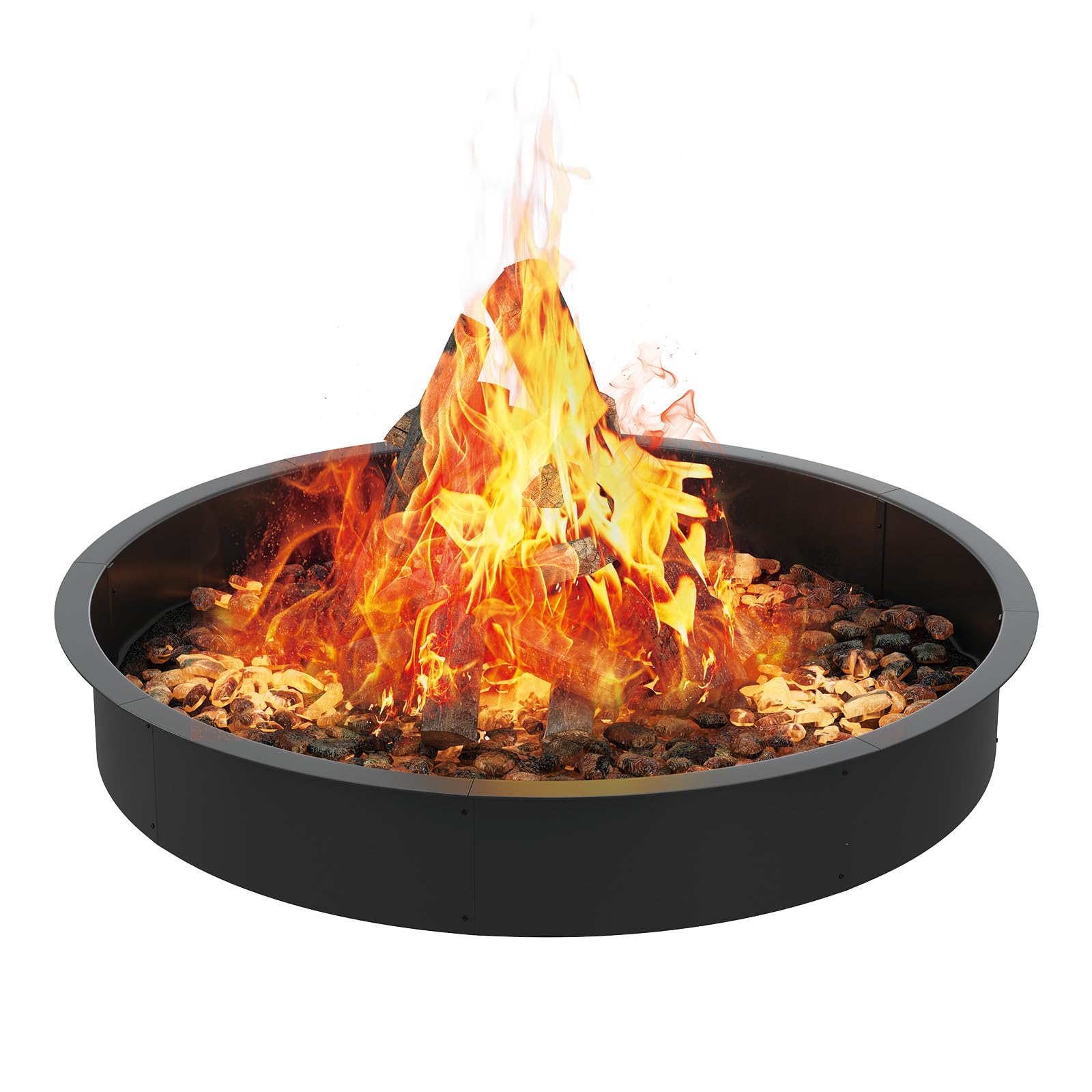 Anneau de Foyer, Anneaux de Feu pour Extérieur, Revêtement épais en Acier Massif Robuste, Anneau Rond Extérieur de 132cm/122 cm Intérieur