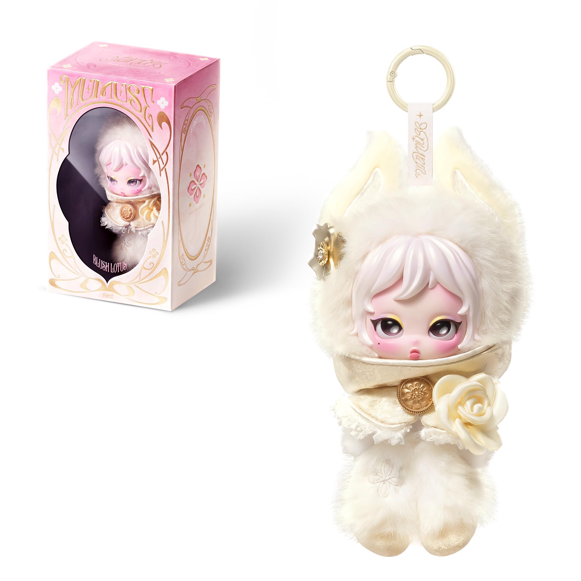 MUMUSE - Giocattolo da collezione Blush Lotus, in edizione limitata, ciondolo in vinile, figura da collezione a design fisso, con scatola e ciondolo per borsa, regalo giocattolo di design, 1