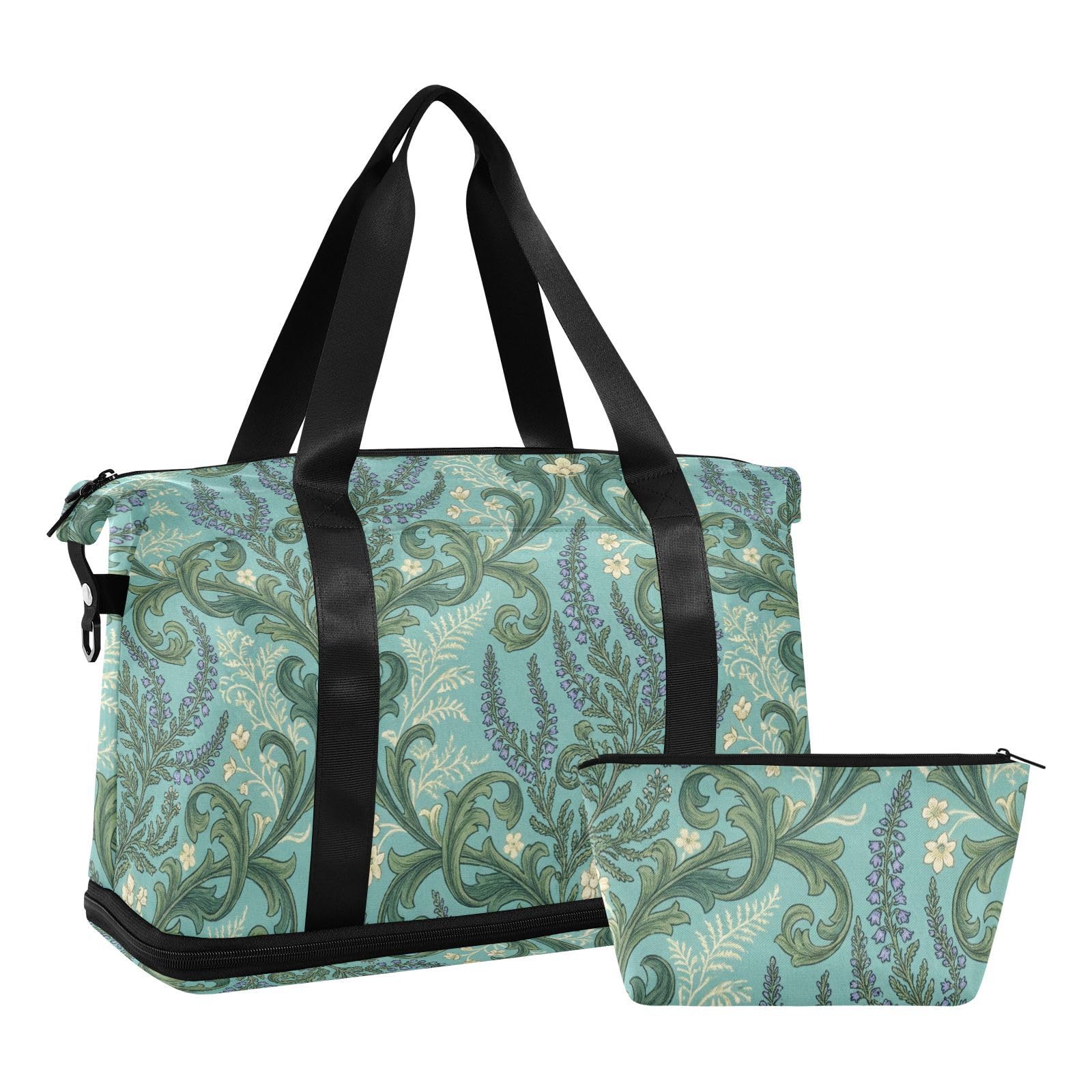 Bolsa de transporte grande con diseño francés clásico con bolsillo húmedo y correa ajustable, bolsa de gimnasio para viajes, juego de 2 piezas para hombres y mujeres