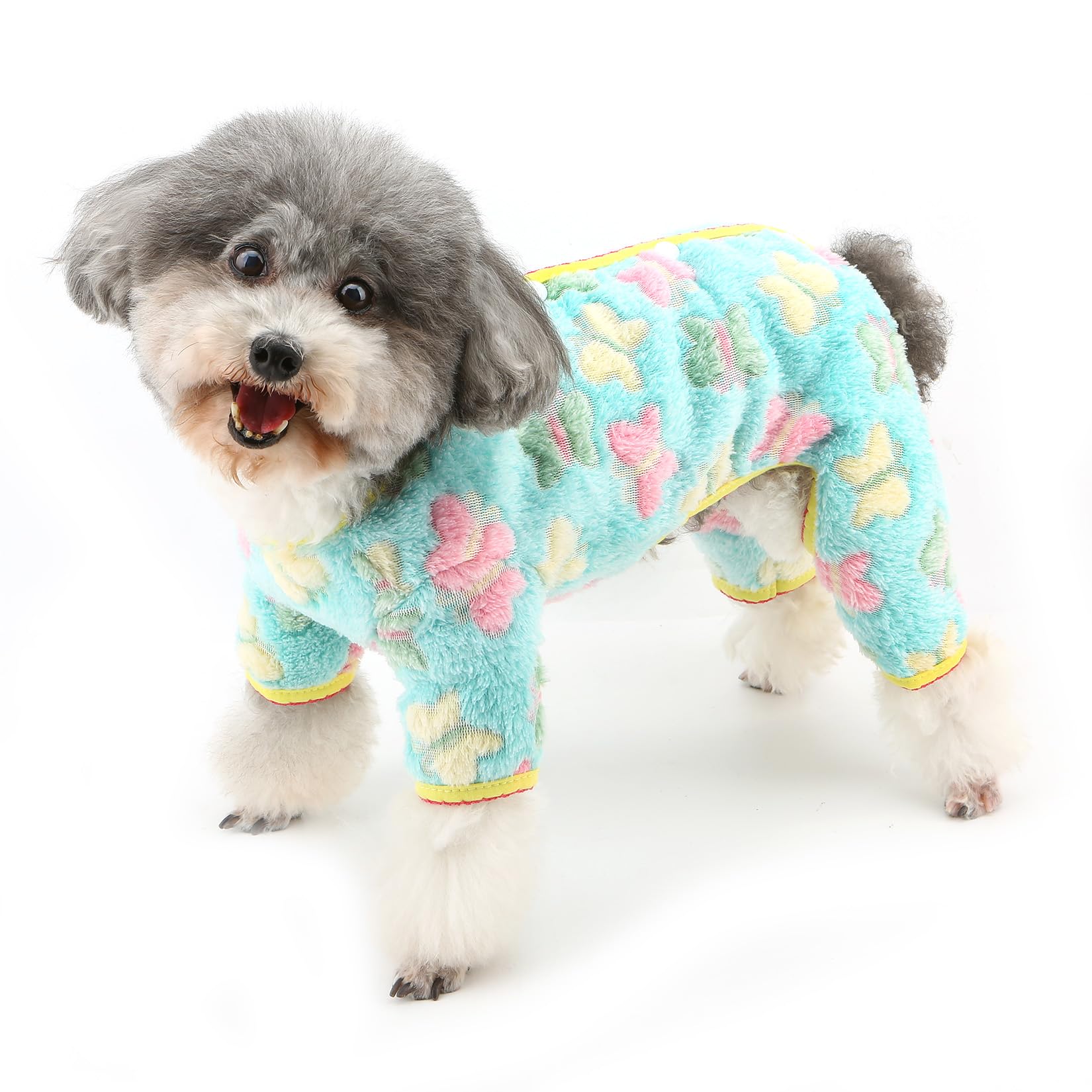 Zunea Fleece Dog Sweater Jumpers Pyjamas for Small Dogs Winter Fall Puppy Clothes Pajamas Jumpsuit Cute Butterfly Pattern Cold Weather Jumper Outfits Soft Warm XS/S Size Pet Chihuahua Apparel Green XL