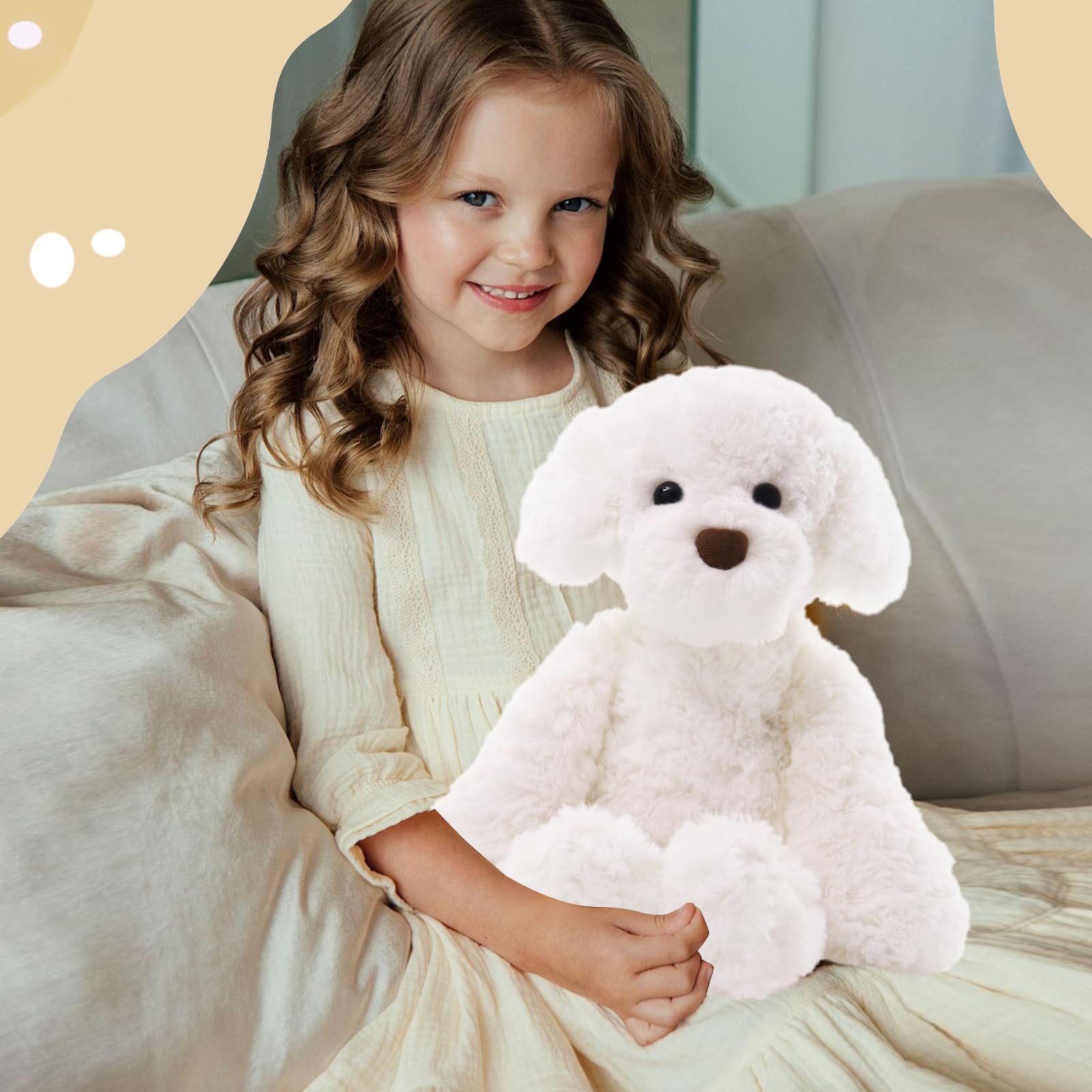 Furvana Bichon Frisé Plüschwelpe, Hunde, Stofftiere, 25,4 cm, Bichon Frisé, Stofftier, ideales Weihnachtsgeschenk, für Kleinkinder, Kinder und Jugendliche, für Kinder von 3–14 Jahren