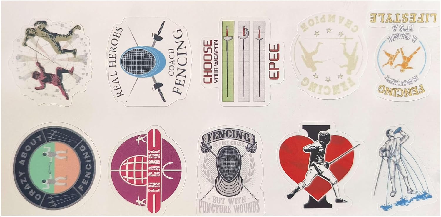 LEONARK 300Pcs Fencing Stickers Pack for Boys Girls Adults - Gift Present for Saber Epee and Foil Fencer - Souvenir for Fencing Sport Fans