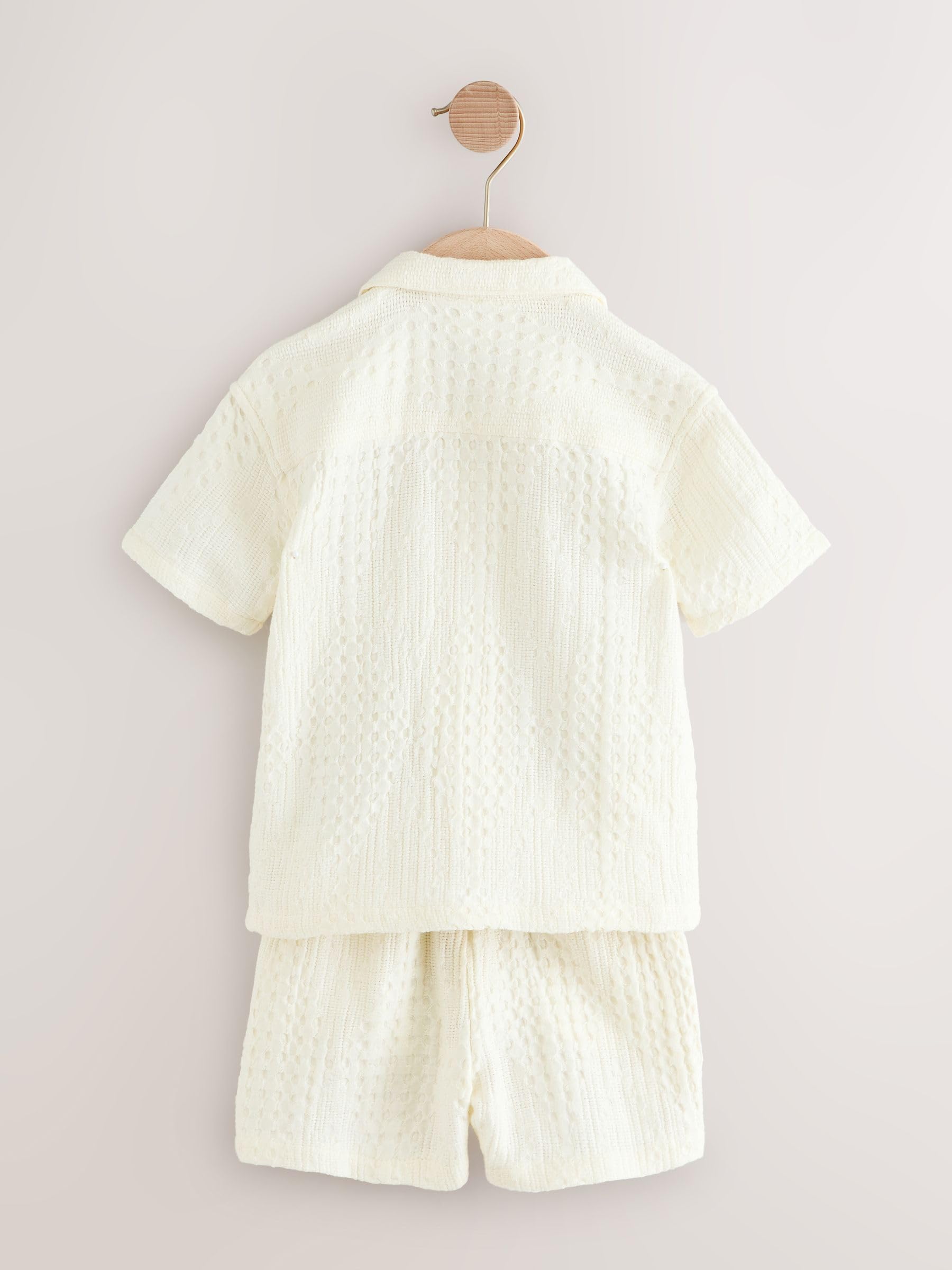 NEXT Garçon Ensemble short et chemise texturée à manches courtes et col à revers