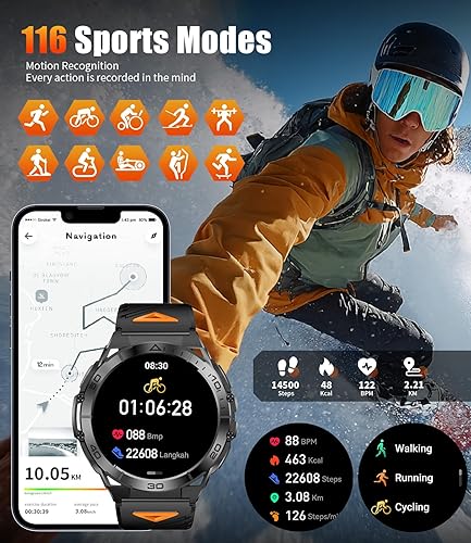 Miniatura 6 de Smart Watches for Men with Flashlight,1.6" AMOLED Always on Display Outdoor Sports Smartwatch with 111 Sports modes ,Heart RateSleep Monitor IP68