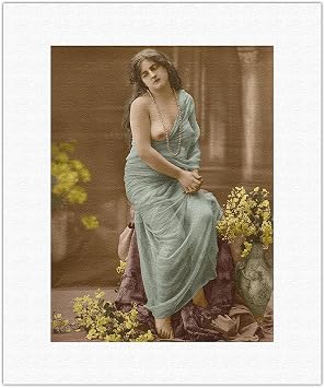 Pacifica Island Art Classic Vintage French Figure with Flowers Canvas Print