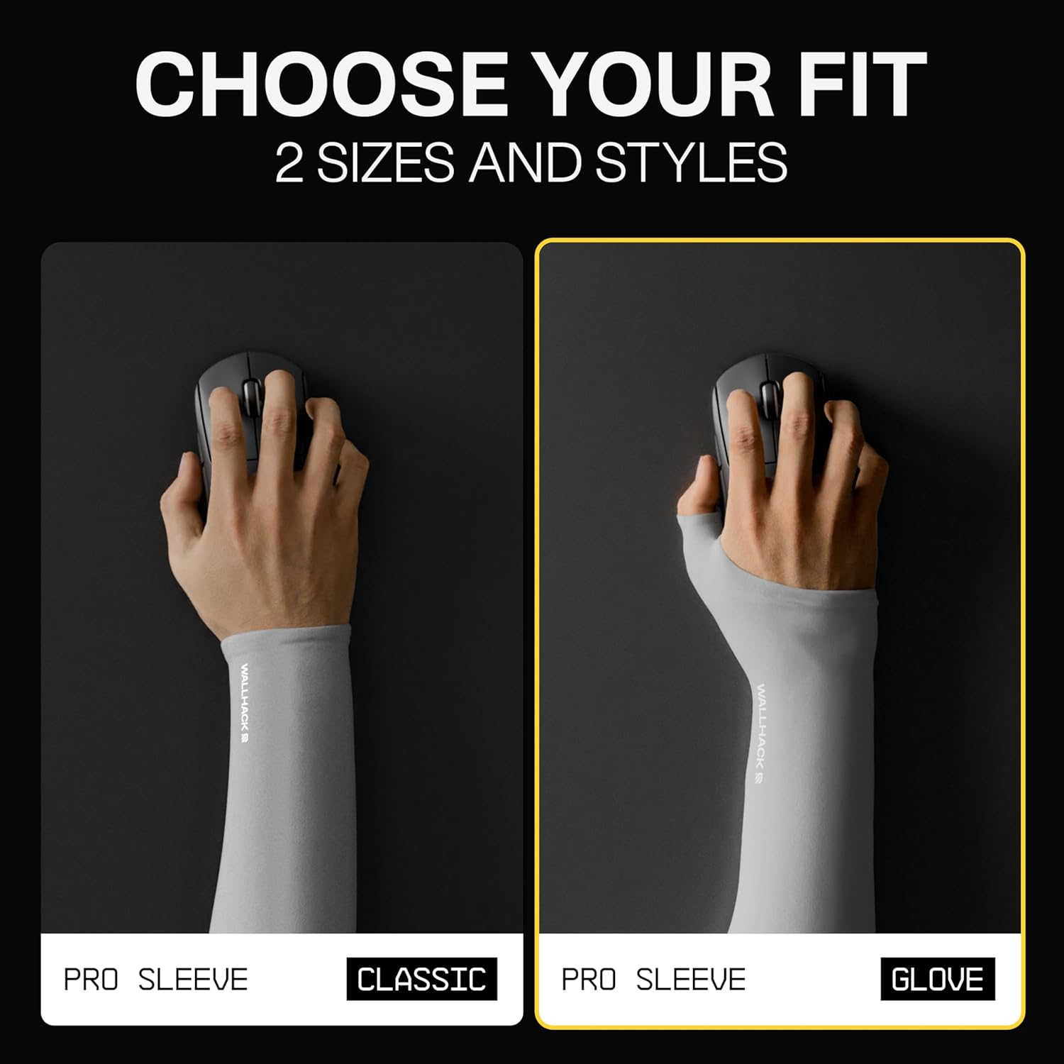 Wallhack Gaming Pro Sleeve With Glove | Low-Friction, High Comfort Performance | Improve comfort on cloth and glass mouse pads | Full sleeve Design, Palm Cover L/XL Grey
