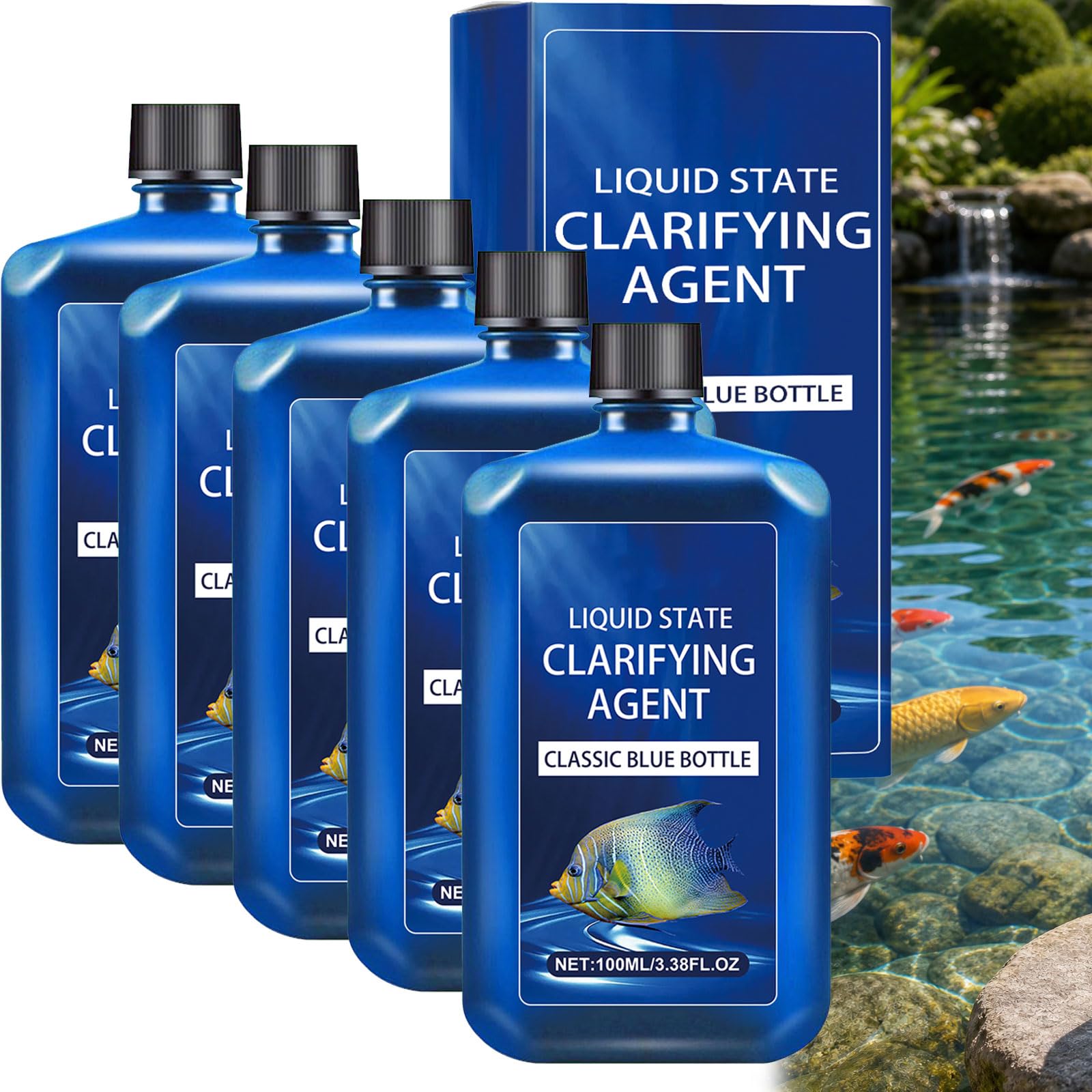 5pcs ﻿Fast-acting aquarium water clarifier 2026 New Pond Clear Water, Natural, Plant Friendly, Safe For Fish, Removes Blanket Weed & String Algae Working All Year Round Pond cleaner aqua