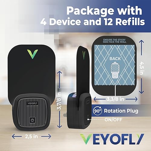 Miniatura 7 de VEYOFLY Trampa para Moscas Interior, Trampas para Moscas de Fruta para Interiores, (4 Dispositivos + 12 Recargas) Trampas para Mosquitos para Casa