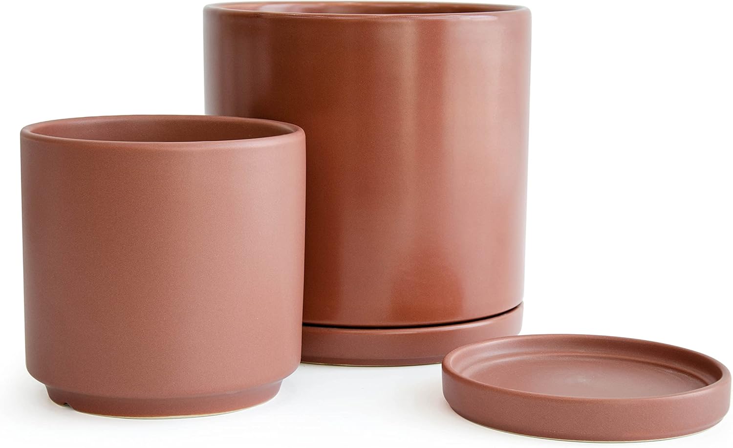 Small Plant Pots Set, 4.3 Inch & 6 Inch Ceramic Planter Pot for Plants with Drainage Hole and Saucer, Black, 94-G-S-2 : Patio, Lawn & Garden