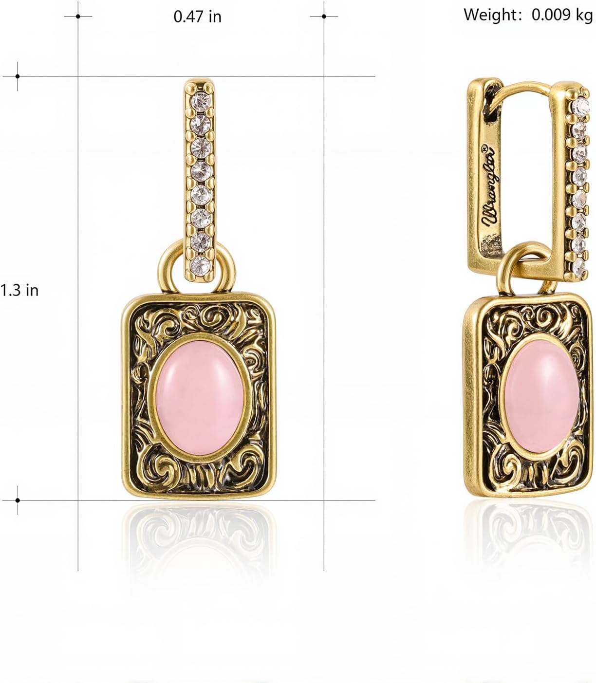 Montana West x Wrangler Natural Gemstone Dangle Hoop Earrings for Women Gold Plated - Image 2