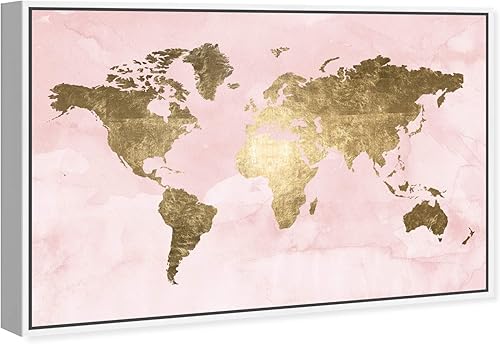 Miniatura 2 de The Oliver Gal Artist Co. Moderno 16 x 24 in, Blush Mapamundi, lienzo decorativo para pared, sala de estar, rosa