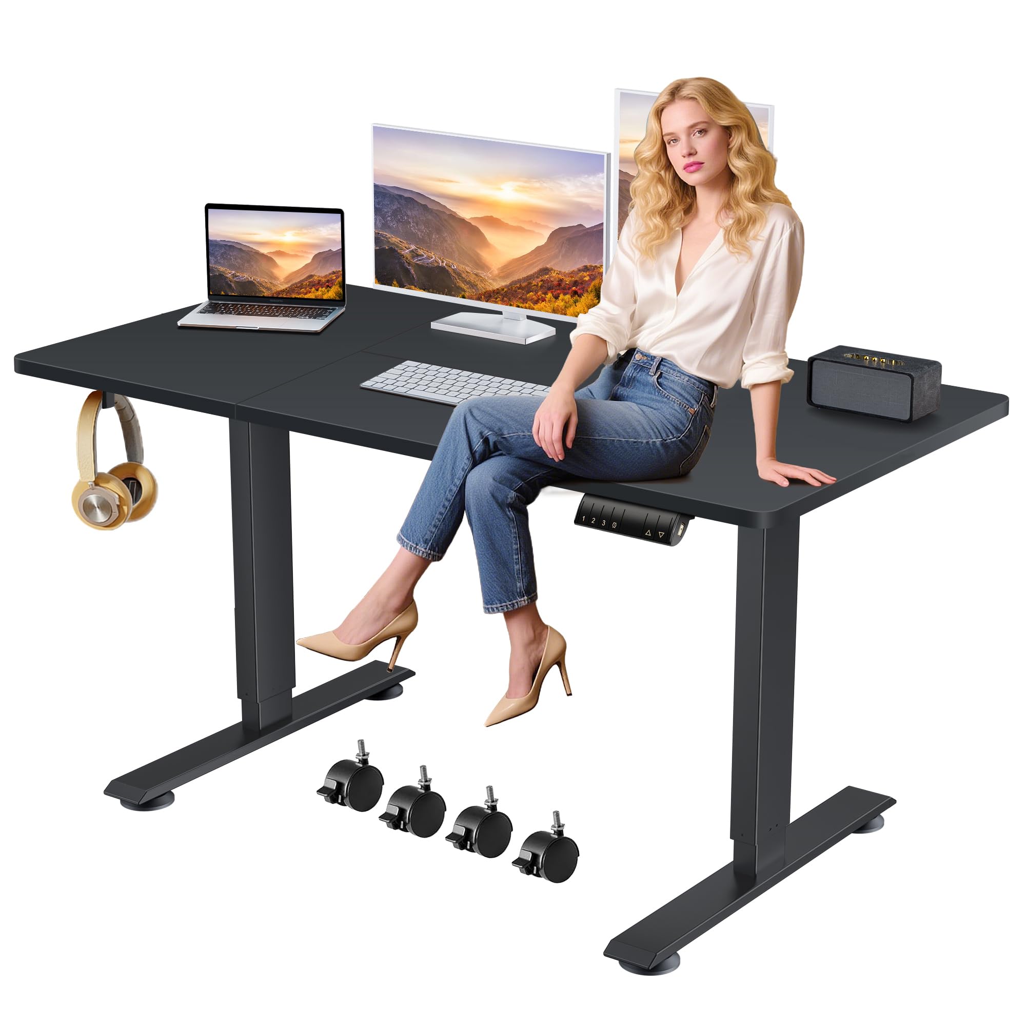 Himimi Electric Standing Desk Adjustable Height 70 x 27 inch Sit Stand up Adjustable Desk with Memory Presets