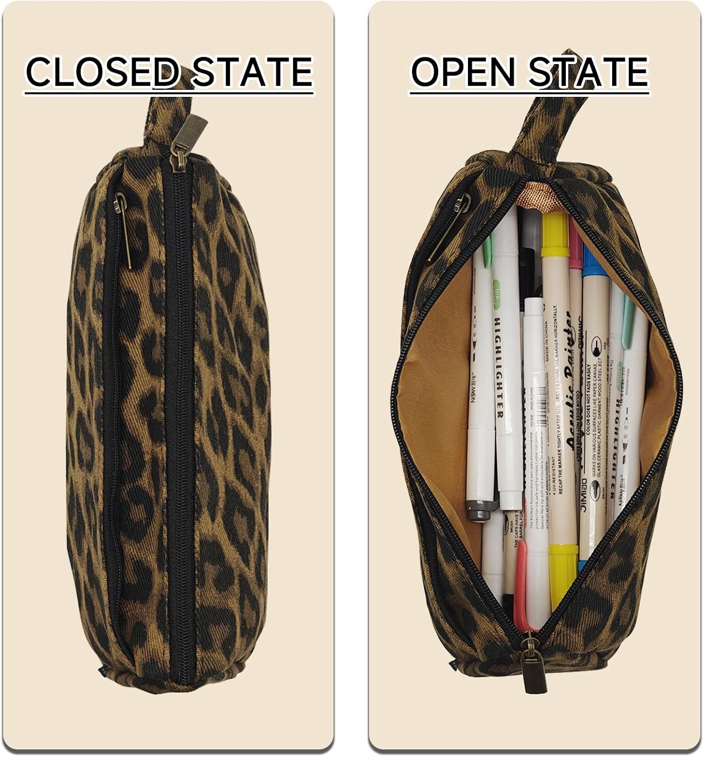 X SIM FITNESSX Cute Pencil Case, Back to School Supplies for Girls Boys Pencil Pouch, Zipper Pencil Bag, College & High School office, Big Storage Organizer for Stationery (Leopard)