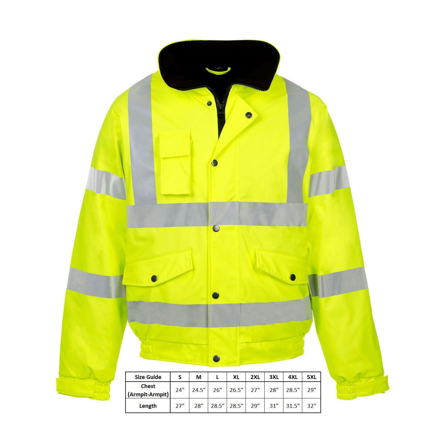 Kapton Hi Viz High Vis Visibility Bomber Jacket Work Coat Security Jacket Waterproof (Yellow, 5XL)