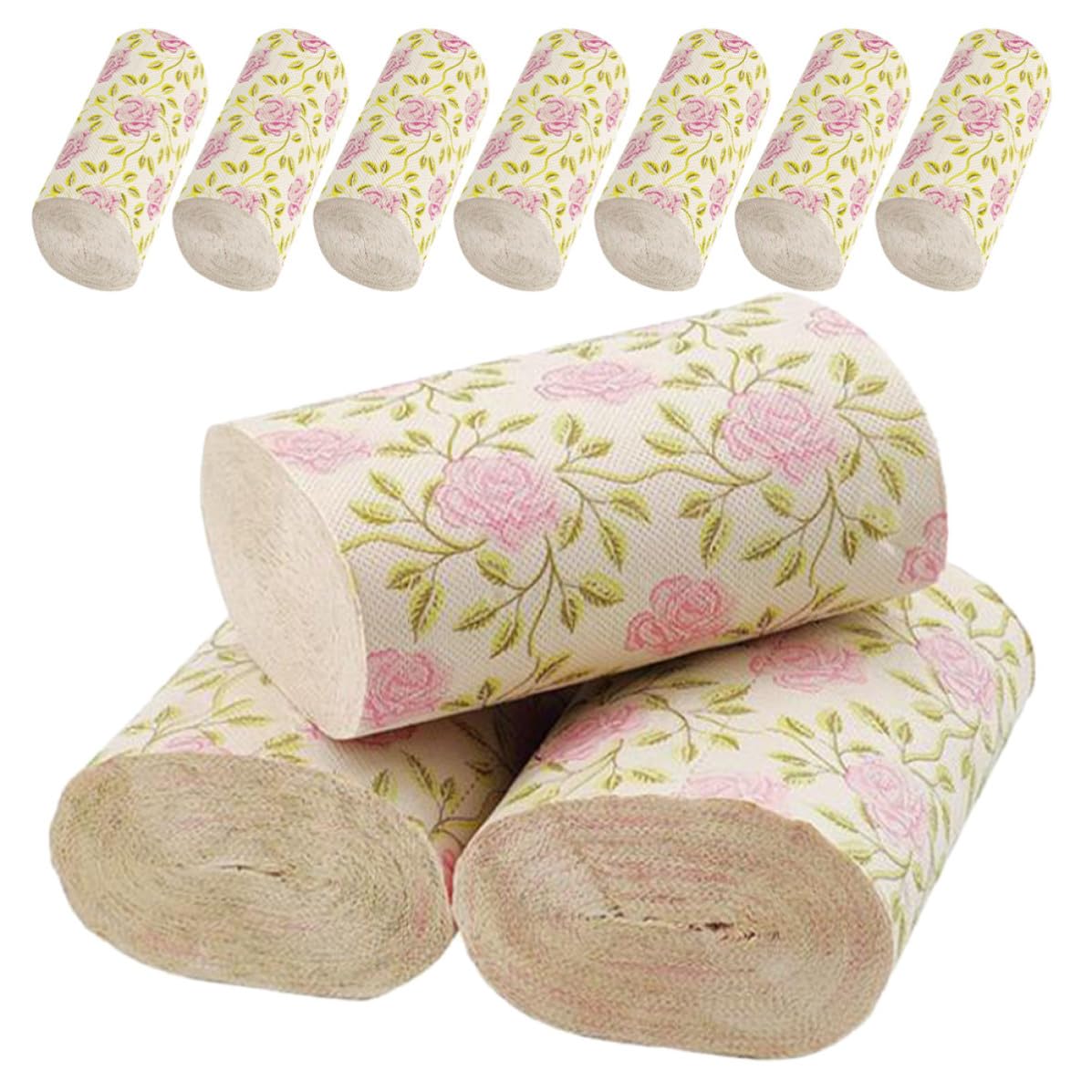 SECFOU 10 Pezzi di Carta Igienica in Pasta di Bambù con Design Elegante a Rose, Morbida e Versatile, per Uso in Ristoranti e Uffici