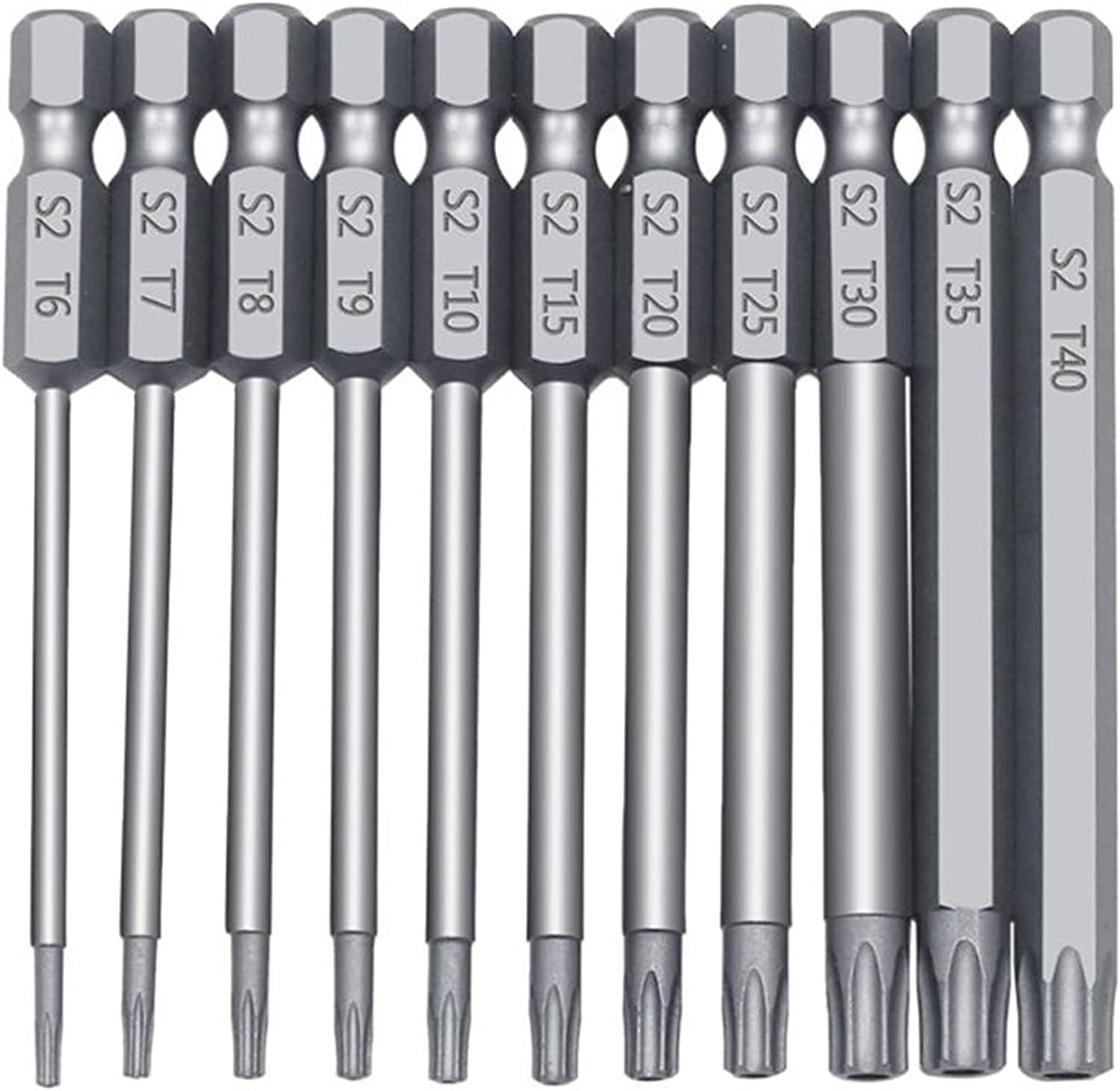 KEWAYO 11Piece Security Star Bit Set, 100mm 1/4 Inch Hex