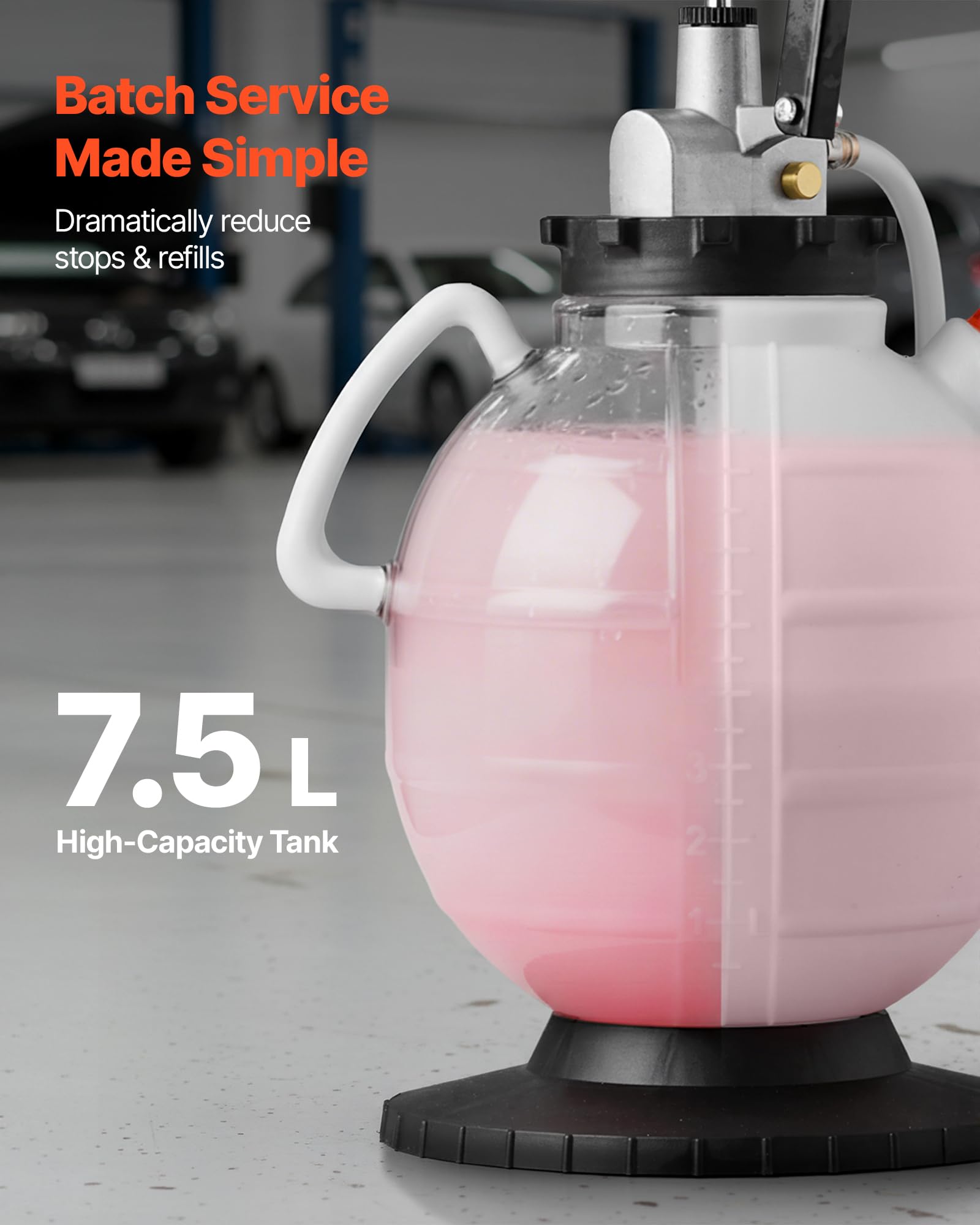 VEVOR Getriebeölpumpe, 7,5 L Fassungsvermögen, Manuelles ATF-Öleinfüllgerät mit 8 ATF-Adaptern & 120 cm Auslass, Ölabsaugpumpe mit HDPE-Tank für Autos & Rasenmäher