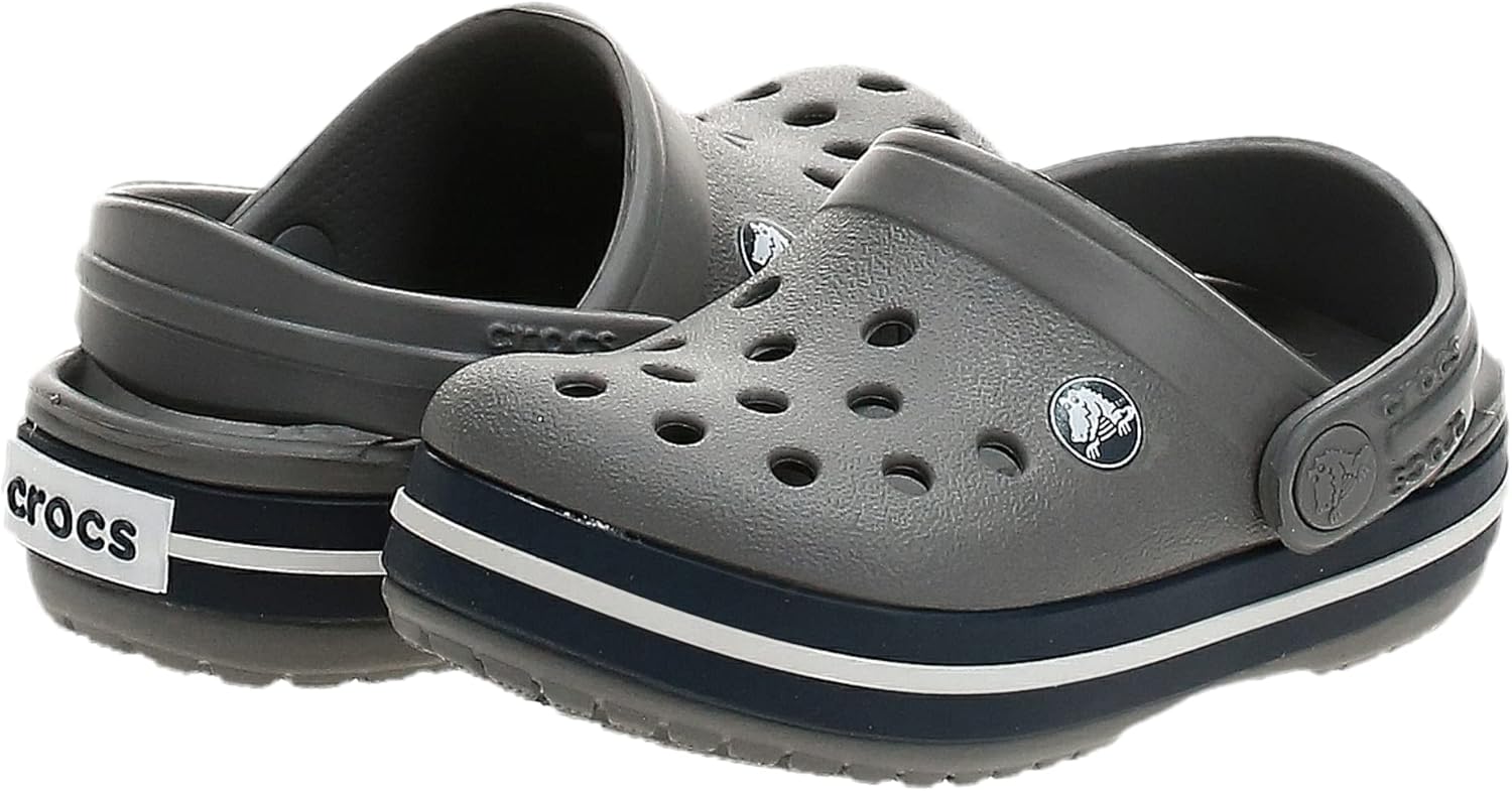 Crocs Unisex-Child Crocband Clogs (Little Kid/Big Kid), Smoke/Navy, 5 Big Kid