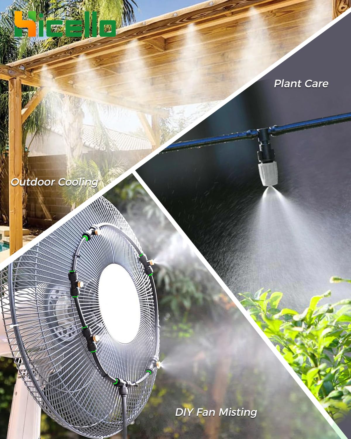 Kit de riego para exteriores, sistema de pulverización de refrigeración, 32 m, 11 boquillas de niebla de latón, manguera de 10 m, para patio, jardín, invernadero