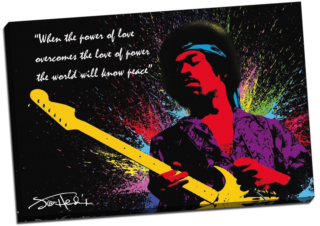 Jimi Hendrix Quote Colour Splash Canvas Print Picture Wall Art Large 30x20 Inches